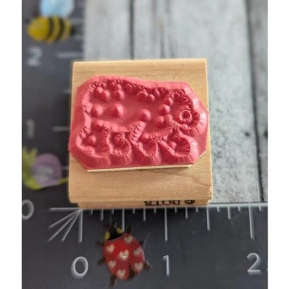 Dots Little Big Bear C196 Rubber Stamp Wood #B114